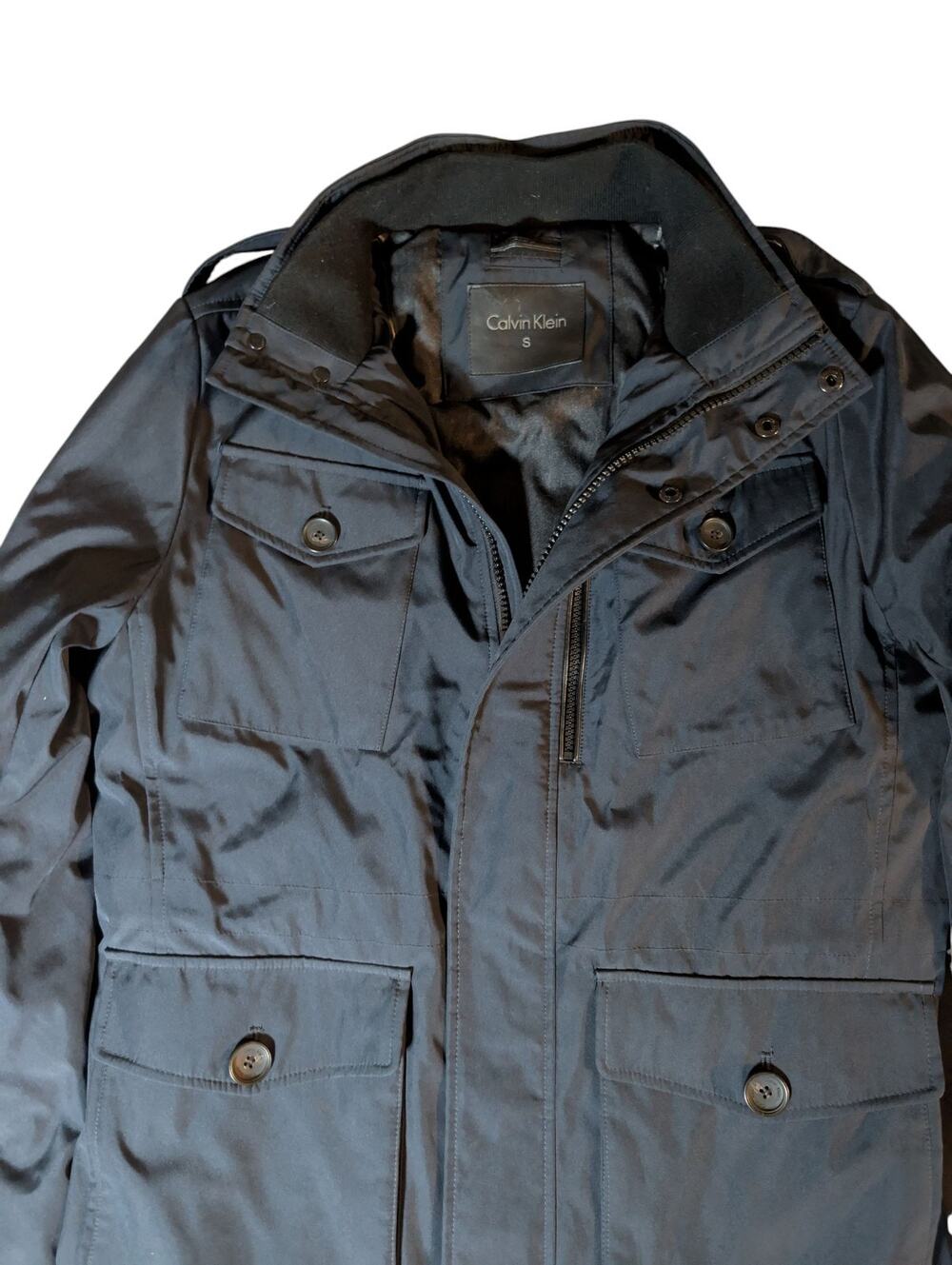 Calvin Klein Men's Parka Coat Navy Blue Seven Pocket Utility Jacket Size Small